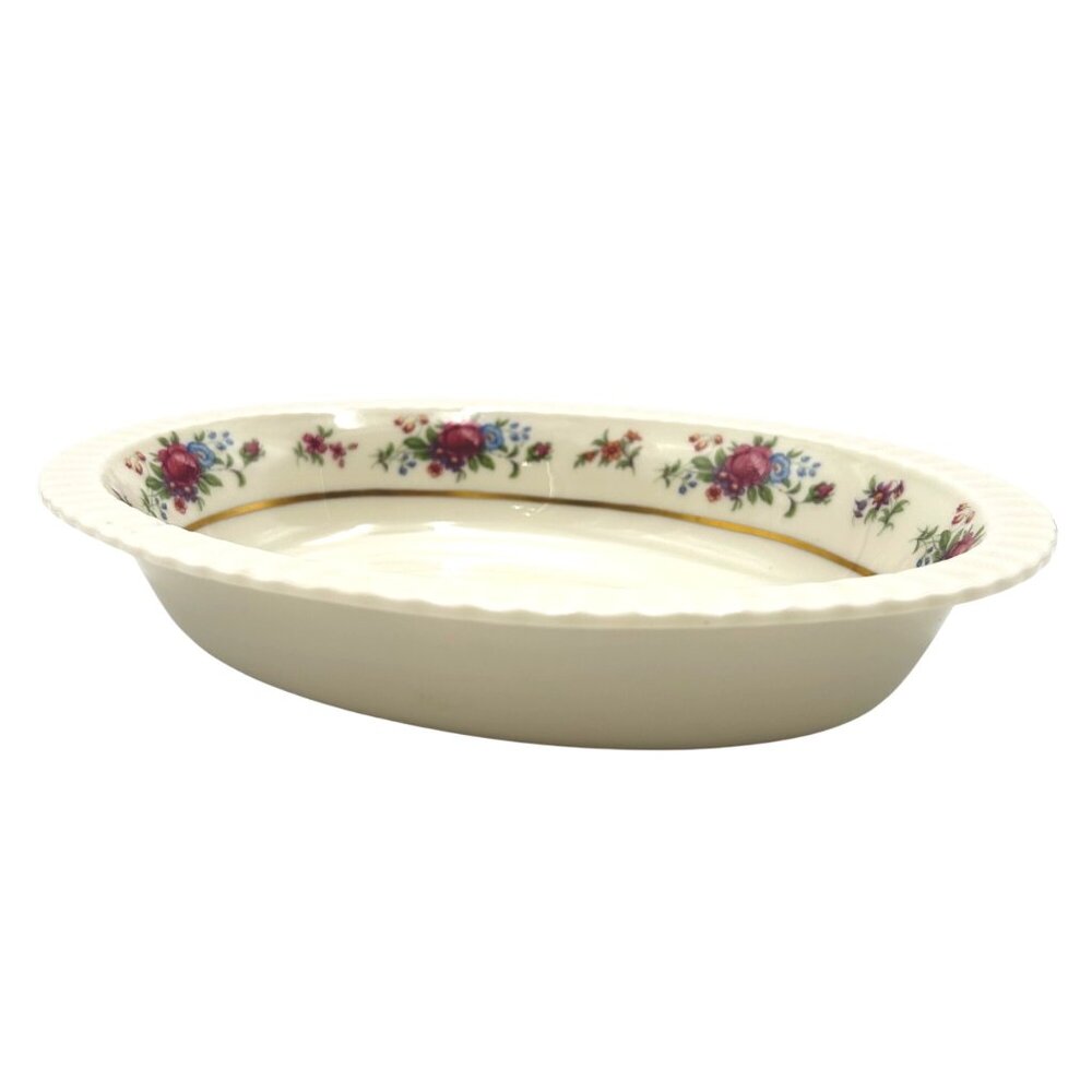 Lenox Pavlova China Oval Serving Bowl With Stunning Floral & Gold Trim Cottage G